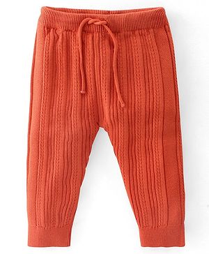 Babyhug Knit Full Length Winter Wear Lounge Pant  -Rust