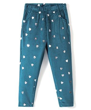 Babyhug Fleece Full Length Woollen Pant Heart Design - Teall
