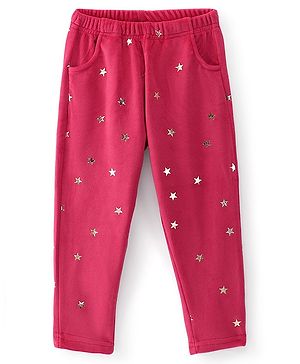 Babyhug Full Length Fleece & Woollen Pant Stars Printed - Fuchsia