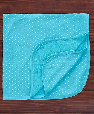 Babyhug Double Ply Terry Knit Towel L 76.2 X 76.2 cm Polka Dot Print - Blue