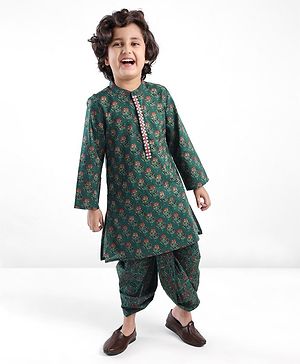 BABYHUG BOYS COTTON PRINTED DHOTI KURTA SET 3-4Y GREEN