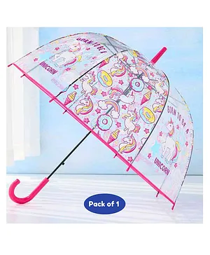 Puchku Clear Umbrella with Unicorn Print (Random Print & Color)