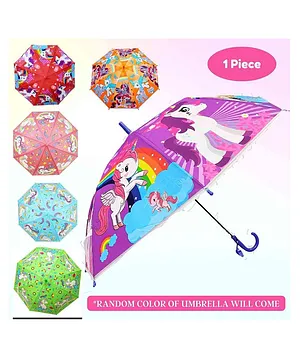Puchku Unicorn Print Umbrella for Girls with Random Design of Unicorn - Multicolor