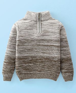 Babyhug Cotton Knitted Full Sleeves Solid Colour Sweater - Multicolour