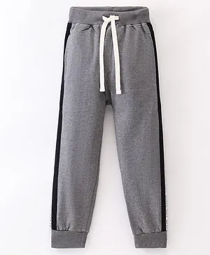 Ollypop Cotton Looper Full Length Solid Colour Lounge Pant - Black & Grey