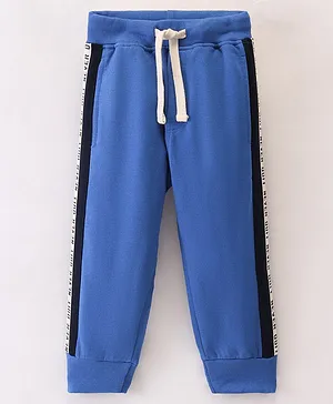 Ollypop Cotton Looper Full Length Solid Colour Lounge Pant - Blue