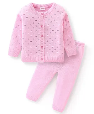 Babyhug Full Sleeves Sweater Set - Pink