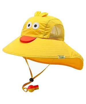 Little Surprise Box  Duck Design Detailed Summer Hat With Wide Neck Flap - Yellow