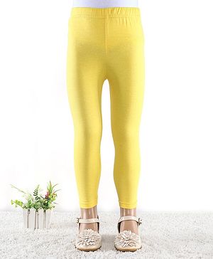 Babyhug Cotton Lycra Full Length Leggings Solid Colour - Yellow