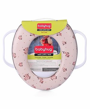 Babyhug Cushioned Potty Seat With Handle Floral Print - Cream