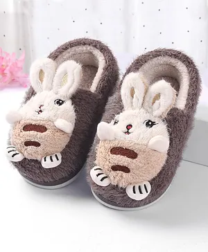 Oh! Pair Bunny Applique Booties - Brown