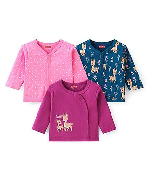 Babyhug 100% Cotton Interlock Knit Full Sleeves Vest Deer Print - Multicolor