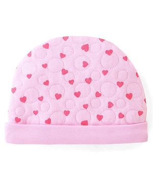Babyhug Polyfill Heart Print Cap - Pink