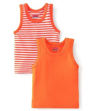 Babyhug 100% Cotton Sleeveless Sando Striped Pack of 2 - Orange