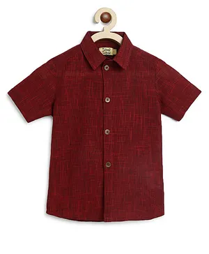 Tiber Taber Half Sleeves Self Designed Shirt - Red