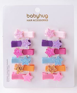 Babyhug Hair Pins And Clips  Free Size Pack of 12 - Multicolor