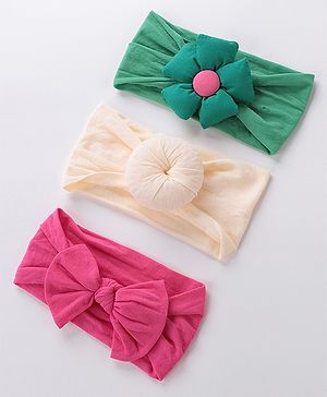 Babyhug Free Size Headbands with Bow Pack of 3 - Multicolor
