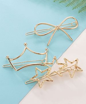 Pine Kids Free Size Hair Pins Pack of 3 - Golden
