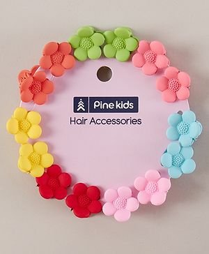 Pine Kids Free Size Floral Design Hair Clips Pack of 14 - Multicolour