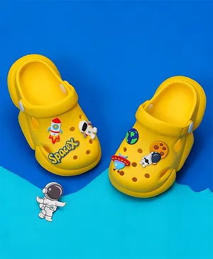 Yellow Bee Space Theme Applique Sling Back Clogs - Yellow