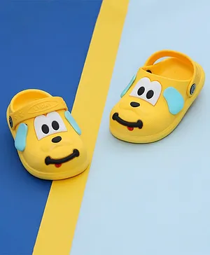Yellow Bee Puppy Face Applique Sling Back Clogs - Yellow