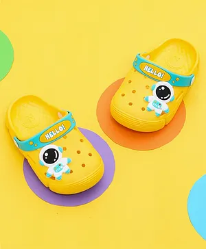Yellow Bee  Astronaut Applique  Sling Back Clogs - Yellow