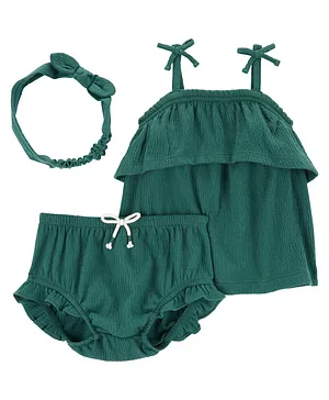 Carters Baby 3-Piece Crinkle Jersey Outfit Set - Green