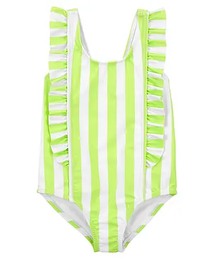 Carter's Striped Ruffled 1-Piece Swimsuit - Green
