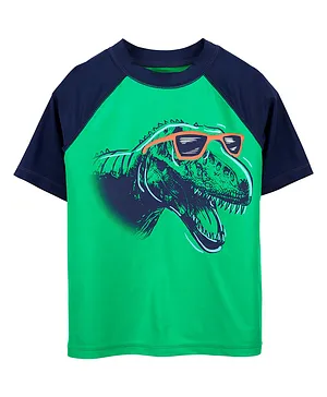 Carter's Short-Sleeve Dinosaur Graphic Rashguard - Navy & Green