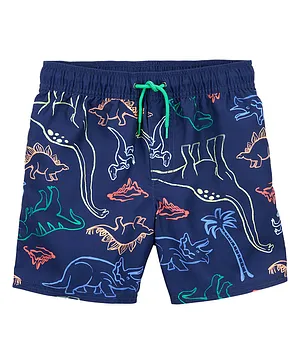 Carter's Multicolor Dinosaur Print Swim Trunks - Navy Blue