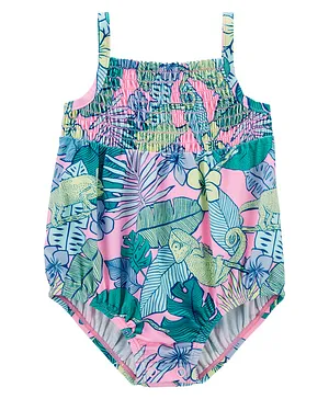 Carter's Tropical Iguana Ruched 1-Piece Swimsuit - Blue