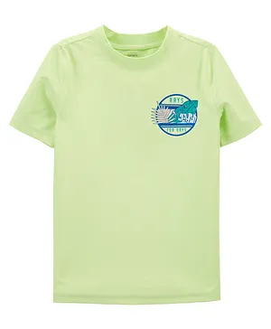 Carter's Half Sleeves Swimming T-Shirt with Leaf Print  -  Green