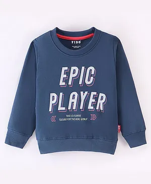 Fido Cotton Looper Full Sleeves T-Shirt Epic Player Print - Navy