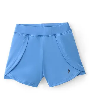 Pine Active High Stretch Mid Thigh Length Solid Shorts With Tights- Blue