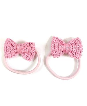 HAPPY THREADS Crochet Bow Detailed Rubber Band - Pink