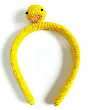 HAPPY THREADS Crochet Duck Detailed  Hair Band  - Yellow