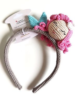 HAPPY THREADS Croche Doll Face Detailed Hair Band   - Multi Colour