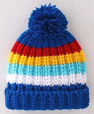 Babyhug Woollen Caps with Pompom - Multicolour