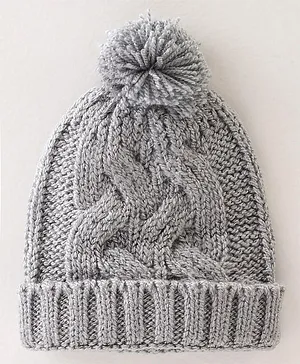 Babyhug 100 Acrylic Knit Woollen Cap - Grey