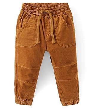 Babyhug Cotton Lycra Full Length Corduroy Pant Solid Color - Mustard