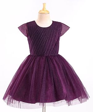 Pine Kids Half Sleeves Shimmered Party Wear Dress - Wine