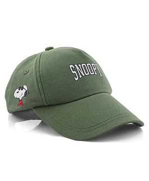 Babyhug Cotton Snoopy Embroidered Summer Cap - Olive Green