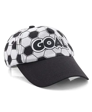 Babyhug Cotton Goal Printed Summer Cap - Black & White