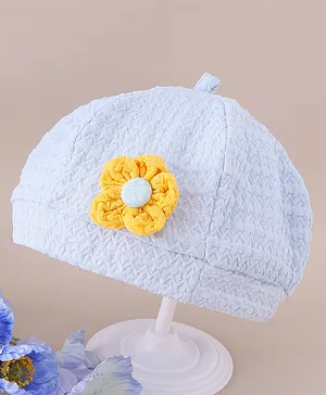 Bonfino Cotton Bucket Hat Flower Design Blue - Diameter 15 cm