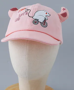 Babyhug Free Size Baseball Cap with Horn Design - Pink