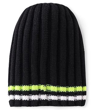 Pine Kids Cable Knit Design Woollen Cap Black - Diameter 13 cm