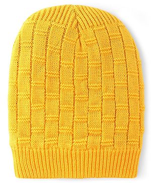 Pine Kids Cable Knit Woollen Cap Yellow - Diameter 14 cm