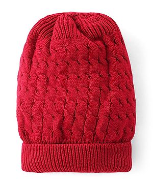 Pine Kids Woollen Beanie Cap Maroon - Diameter 11.5 cm