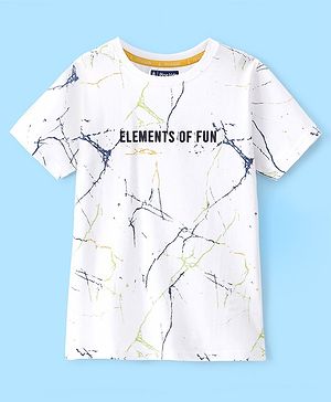 Pine Kids Half Sleeves Text Print Bio Washed T-Shirt - White
