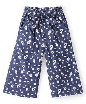 Babyhug Cotton Ankle Length Culottes Floral Printed - Blue